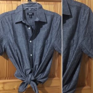 Vintage blouse w fitted tie waist & short sleeve